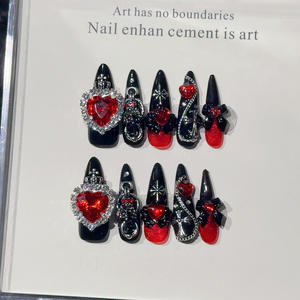 Produits chauds 10 pièces gothique Y2K amande portable oeil de chat Punk métal Style fête ongle autocollant à la main presse sur <span class=keywords><strong>les</strong></span> ongles - Product Image 2