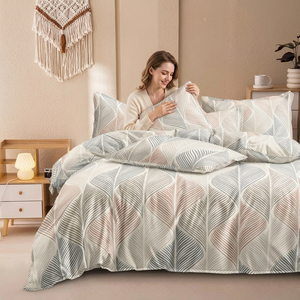 Modern Solid Pattern 100% Cotton Duvet Cover Set 3Pcs All-Season Breathable 300TC - Product Image 2