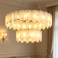 Lustre en marbre rond naturel et laiton, luminaire moderne de luxe en albâtre pour salle à manger, salon, restaurant, hall d'entrée