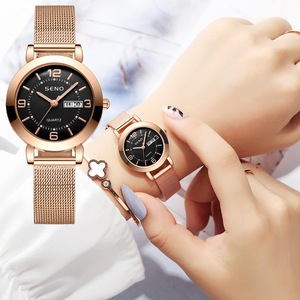 SENO orologi donna impermeabile data settimana acciaio inossidabile signore quarzo Relogio Feminino femminile Montre Reloj Muje orologio per le donne - Product Image 4
