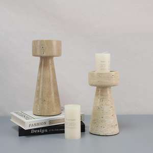 Portacandele in marmo-lusso Wabi-Sabi giallo onice geometrico, decorazione tavolino da pranzo per camera da letto, ornamento artistico per Showroom - Product Image 2