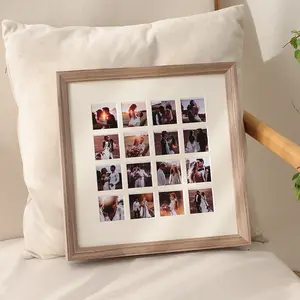 Diy Paar Holzrahmen 36 oder 48 oder 100 Gitter Massivholz Foto rahmen Baby Wachstum Andenken Holz Schwarz Eisen Handmade OEM Square