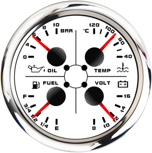 85Mm 4 In 1 Witte Oliedruk Brandstofniveau Meter Spanning Watertemperatuurmeter Multifunctionele Meter Waarschuwingsfunctie Auto Vrachtwagen - Product Image 4