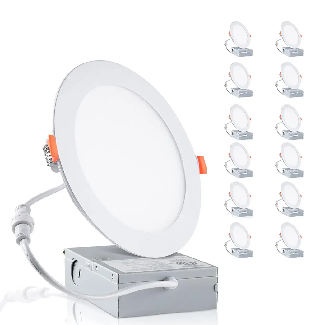 12 Pack Etl 5cct 9W 12W Aluminium Dimbaar Verzonken Ronde Ultra Slanke Led Ceil Flat Panel Licht Voor Thuiskantoor