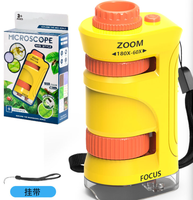 Microscopio de Bolsillo, Kit de Ciencia para Niños, 60-120x, Educativo, Mini Microscopio de Mano con Luz LED, Juguete STEM para Niños, IP65, 3 Años