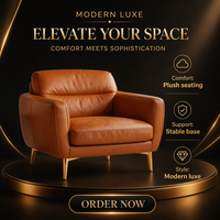 Fauteuil moderne en cuir marron, chaise individuelle, siège d'appoint pour salon, appartement, bureau