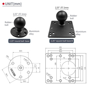 حامل كروي 2.25 بوصة قابل للدوران 360 درجة مع محول شاشة VESA 100×100 ملم، حامل كمبيوتر للسيارة والشاحنة، ذراع شاشة لرام - Product Image 3