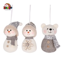Zaves Ensemble de 3 décorations de Noël en peluche faites à la main de 5 pouces, comprenant un bonhomme de neige et un ours polaire, pour suspendre sur l'arbre, à la maison ou à l'intérieur