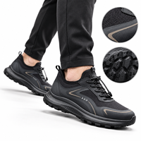 Baskets basses noires pour hommes, chaussures décontractées à enfiler, à lacets rapides, semelle épaisse, pour la marche en extérieur