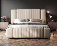 Ensemble de meubles de chambre à coucher de luxe en cuir, lit double king size, personnalisable, pratique, en promotion