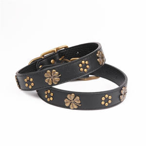 Produk baru kerah hewan peliharaan perunggu Tersedia 2025 Aksesori semanggi tali kulit kerah anjing - Product Image 5
