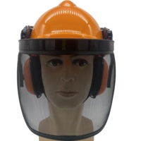 Casque de sécurité industriel réglable en PP de type V pour tronçonneuse forestière, avec écran facial en maille de fer et protège-oreilles, 4 points de suspension