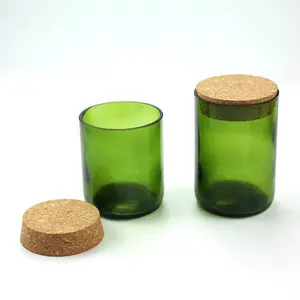 high quality dark green wine cut candle holders 320ml custom made glass bottles cups for candle making