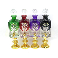 WANJING WJU120 Bouteille en verre de 750 ml avec bouchon en liège, support de présentation, pour huile d'Attar Oud, avec robinet