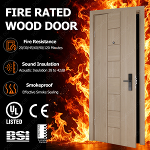 <span class=keywords><strong>Porte</strong></span> d'entrée de chambre d'hôtel de luxe certifiée CE EN16034, résistante au feu <span class=keywords><strong>EI</strong></span> <span class=keywords><strong>30</strong></span>/60 minutes, en bois, pour chambre d'hôtel - Product Image 1