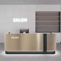 Comptoir de réception en acier inoxydable au design moderne, peinture brillante, pour salon de beauté, salon de coiffure, restaurant