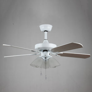 Ventilador de techo con luz LED con control remoto, aspas de madera, ventilador decorativo moderno para el hogar, Material Base de hierro, blanco cálido - Product Image 1