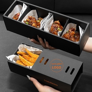 Caja de Cartón Negra de Alta Gama para Comida para Llevar, <span class=keywords><strong>Pollo</strong></span> Frito Coreano, Comida Comercial Popular en Internet, con Estampado en Caliente y Sistema de Extracción - Product Image 5