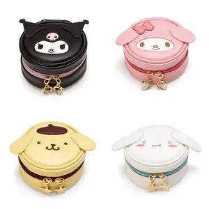 My Melody Kuromi Cinnamonroll Kitty Cartoon PU portamonete rotondo borse per il trucco borsa da viaggio per auricolari regalo fidanzata