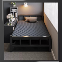 Draps pliés - Lit simple pour la maison - Outil de sieste pour le bureau - Petit lit pour la sieste de l'après-midi en dortoir - Lit en fer pour adulte pour maison de location