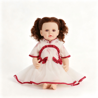 Poupée réaliste en vinyle de 22 pouces, avec des cheveux bouclés et une double queue de cheval, et un pyjama rose, cadeau de fête d'anniversaire pour les petites filles