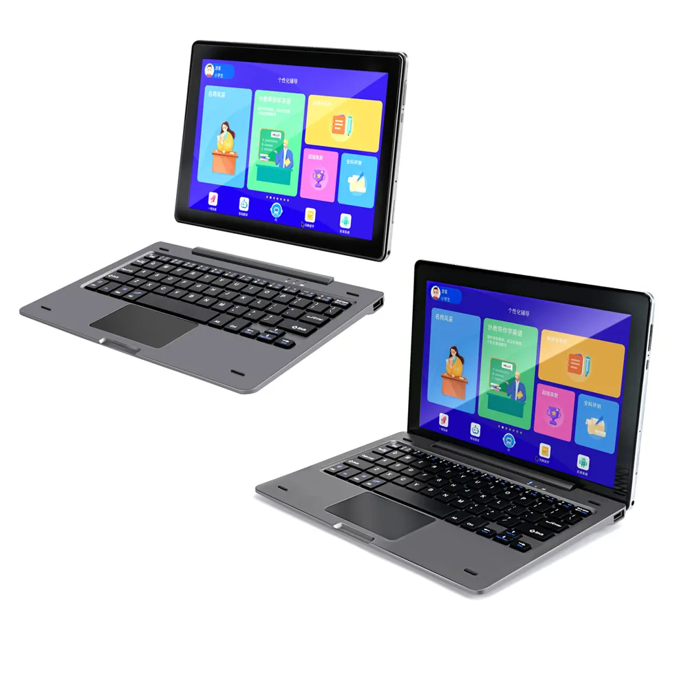 ODM/OEM 10inch 2in1 Cellular calling sim android learning laptops tablet computer with magnetic keyboard