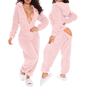 Pantalones de Pijama con Capucha de Manga Larga para Otoño e Invierno, Lindos y Cómodos, Ropa de Casa Informal, Ropa de Dormir, Estilo Urbano, Overoles Femeninos - Product Image 5