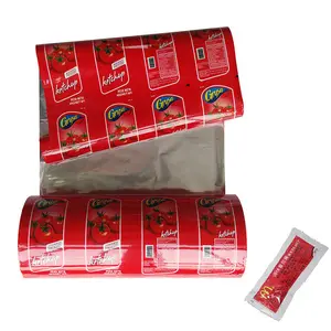 Three Side Seal Tomato Paste Aluminum Foil Pouch / Tomato Sauce Packaging Material / Ketchup Plastic Packaging