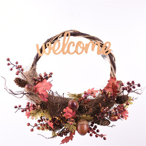 Hot Sale Handmade Fall Autumn Decoration Aritificial <strong>Maple</strong> <strong>Leaf</strong> Autumn Fall Wreath