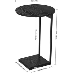 Wood Coffee <b>Table</b> <b>Round</b> <b>Black</b> Caramel Color Modern Minimalist Nordic Style Living Room Sofa <b>Side</b> <b>Table</b> - Product Image 5