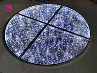 Plancher de danse LED à lumière étoilée 3D, cadre métallique portable, verre rond doré, scène de mariage pour les événements, décoration de fête