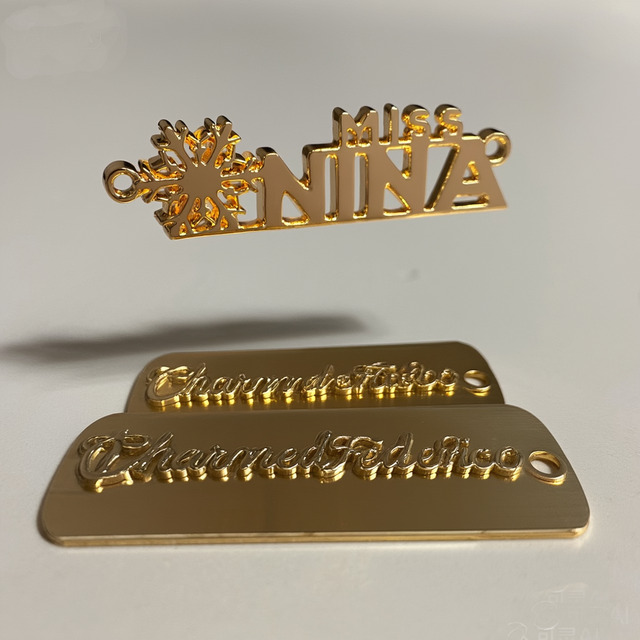 Garment Accessories Bag Gold Engraved Scarf Shoes Custom Brand logo Tag Embossed Metal Label for Clothes Clothing