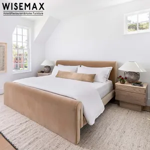 WISEMAX MÖBEL Hochwertiges modernes Bett design Queen-Bett rahmen Hotel möbel Holz Stoff Doppelbett für zu Hause Wohnung