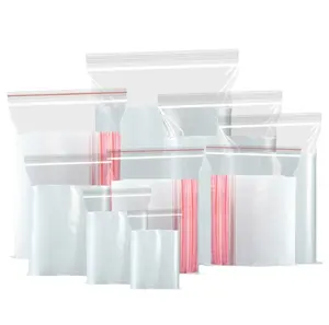Bolsas de plástico con cierre de cremallera, embalaje de alimentos plano, pequeño a grande, resellable, transparente, PE