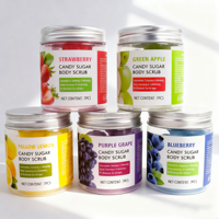 Gommage corporel exfoliant, éclaircissant, nourrissant et régénérant en boule, à marque privée, avec sucre et extraits de fruits pour une peau lisse