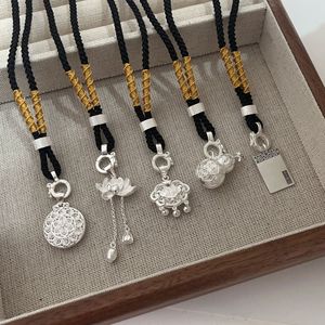 สร้อยคอเชือกถักสไตล์จีนเงินแท้ S925 พร้อมจี้มงคล เครื่องประดับสวมใส่ได้ทุกวัน ของสะสม - Product Image 1