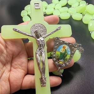 Perles phosphorescentes tenture murale grand <span class=keywords><strong>chapelet</strong></span> croix collier mural <span class=keywords><strong>lumineux</strong></span> décoration de la maison - Product Image 3