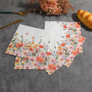 Floral Printed Paper Napkins 330mm Disposable For Wedding Birthday Party 20 Sheets Per Pack - Product Image 4