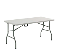 Tables pliantes en plastique HDPE de 4/5/6/7,8 pieds (122/152/180/240 cm) pour le camping, les fêtes, les banquets, les pique-niques, pliables en deux avec poignée