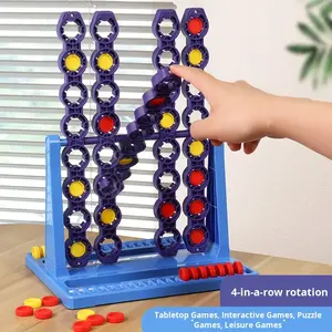 Jeu de société éducatif rotatif 4-en-1 pour enfants : Échecs, Échecs à bascule, Match-3, Jouets parent-enfant - Product Image 2