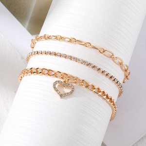 Pulseras Unisex de Acero Inoxidable con Doble Capa de Flor y Corazón, Chapadas en Titanio, Estilo Vintage <span class=keywords><strong>Rebecca</strong></span>, Venta al por Mayor - Product Image 3