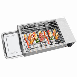 Parrilla eléctrica Butterfly Grill de acero inoxidable de 40x30 cm para asar carne y cordero con brochetas, fácil de limpiar. - Product Image 1