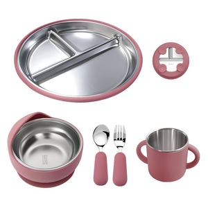 Juego de utensilios multiusos para alimentar a niños pequeños, tazón de acero inoxidable, tenedor, cuchara, taza, manual - Product Image 4
