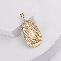 Pendentif Vierge Marie Notre-Dame de Guadalupe Jésus Collier Breloques Religieuses Catholiques Plaqué Or 14 Carats Trois Tons Personnalisé