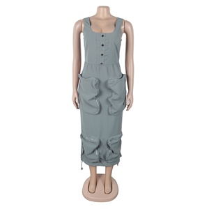 Conjunto Elegante de 2 Piezas para Primavera, Top sin Mangas con Chaleco y Falda Larga con Bolsillos, Poliéster, Uso Diario Informal, Superventas - Product Image 4