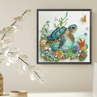 Kit de Peinture Diamant 5D Spécial Tortue Marine Minimaliste Sans Cadre Décoration DIY