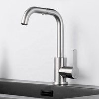Robinet de lavabo en acier inoxydable 304, robinet de lavabo à trou unique, robinet mélangeur rotatif à 360 degrés, robinet de lavabo de salle de bain chaud et froid
