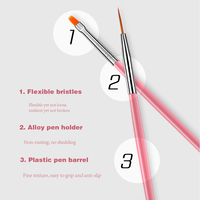 Set de 21 Pinceles de Uñas Rosados con Mangos de Plástico para Pintar, Tallar, Mezclar Esmalte en Gel, Decorar y Dibujar Líneas