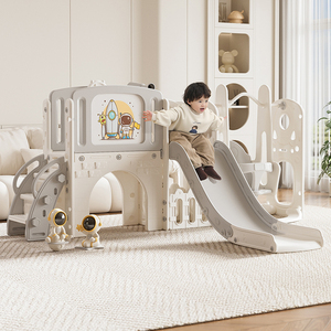 Casetta da gioco per bambini da esterno e interno con scivolo, <span class=keywords><strong>altalena</strong></span>, canestro da basket, lavagna da disegno e arrampicata - per giardino, set da gioco per neonati e bambini piccoli - Product Image 2