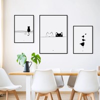 Peinture minimaliste en ligne noire et blanche, art mural abstrait simple pour salon, chambre à coucher, décoration nordique, encadrée